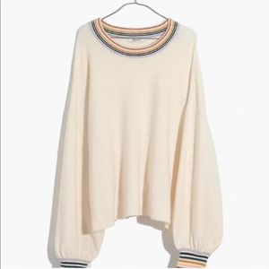 Madewell rainbow trim bubble sleeve sweater L